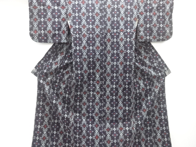 アンティーク　木綿本場久留米絣　花菱模様着物